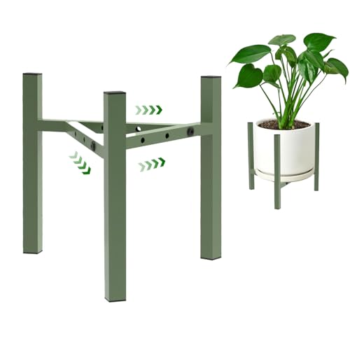 Aripark Plant Stand Indoor Adjustable, Metal Modern Small Plant Stands, Heavy Duty Stable Plant Pot Flower Holder Indoor Outdoor Corner, Fit 8 9 10 11 12 inch Pots, Green (Pot & Plant Not Included) - color: Green