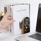 Cool Rottweiler Dog Art Bookends 1 Pair Heavy Duty Book Ends for Shelves Non-Skid Bookend Supports Wooden Book Holders with Metal Base Desk Organizers Books Storage to Hold Books