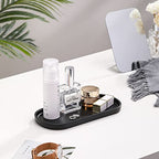 Luxspire Bathroom Vanity Tray Kitchen Soap Tray, Oval Toilet Tank Tray, Bathroom Countertop Organizer Tray for Jewelry Perfume Soap Dispenser Candle - 9.8 Inch, Matte Ink Black - color: Ink Black, style: Small