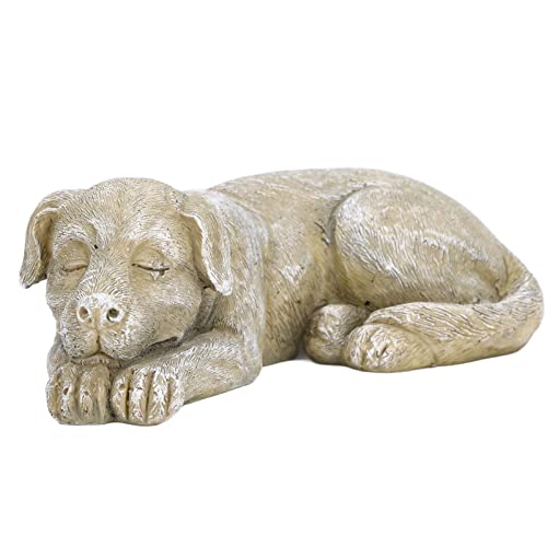 Hapivida Dog Garden Statue, 5.5in Mini Puppy Garden Memorial Stone Sleeping Dog Statue Decor Outdoor Resin Realistics Sculptures Gift Brown - size: Brown Dog
