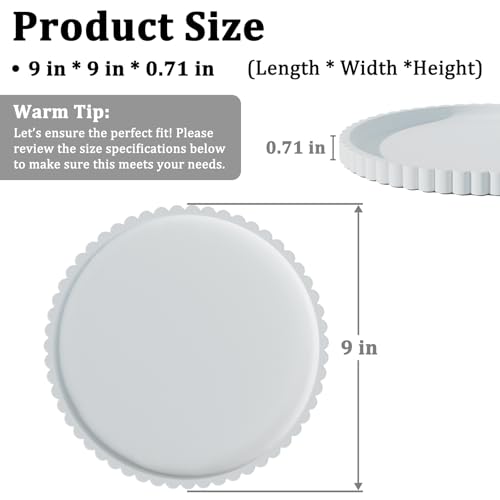 Silicone Bathroom Vanity Tray, Modern Round Decorative Tray for Countertop, Waterproof & Unbreakable Cosmetic Perfume Organizer, Extra-Thick & Sturdy, Easy to Clean Candle Tray (9 inch, White) - color: White, size: 9"