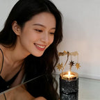 kingnero Lavender Scented Candle Carousel Rotary Candle Holder Spinning Tea Light Birthday Gifts for Women, Mom, Wife, Girlfriend, Sister, Female Friends, (North Star) - color: North Star
