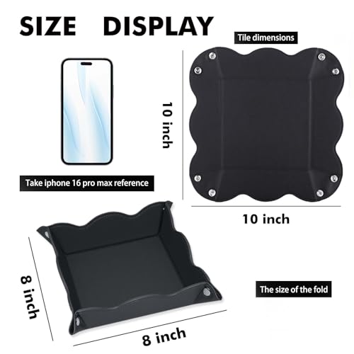 Valet Tray for Men Women 2 Pack - PU Leather Travel Catchall Tray Organizer - Desk Bedside Nightstand Storage Box for Jewelry Key Phone Remote Controller Wallet Watch Glasses Readers -Black - color: Black