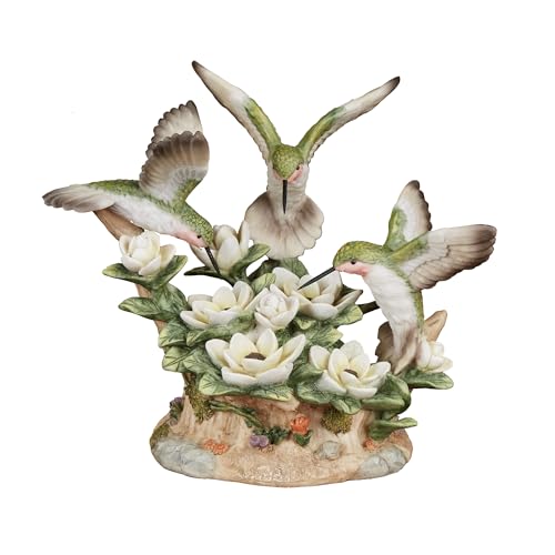 Touch of Class Dancing Hummingbirds and Magnolias Birds Table Sculpture Ivory and Green | Floral Flower Designs