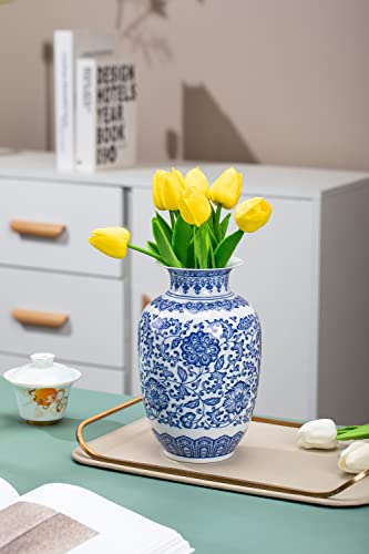 Blue Vase, Chinoiserie Vase, Ginger Jar Vase for Home Decor, Blue and White Porcelain Decor,9 "H - size: BlueA 9"H