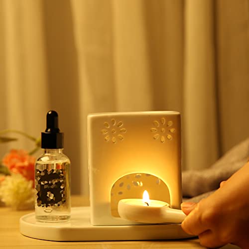 4Pcs Ceramic Candle Spoon Tray Holder Tealight Wax Warmer Little Candle Spoon Replacement Fragrance Aromatherapy Furnace Accessories, White