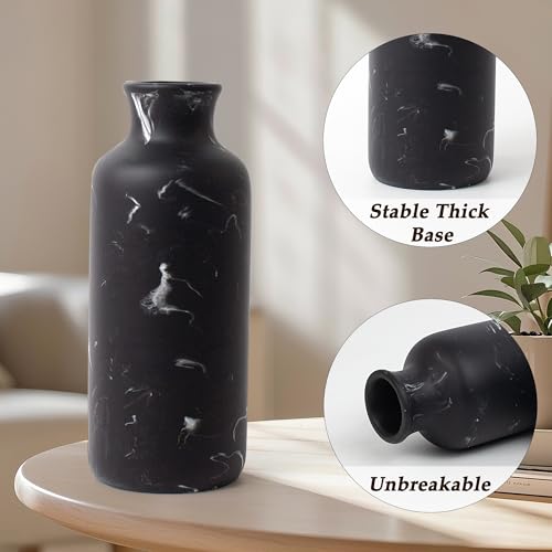 Resin 3 Piece Vase Set, Farmhouse Decor, Home Decorative Vase, Vases for Your Kitchen, Bedroom, Office, Living Room, Bathroom, & Shelf Centerpiece Table Decorations, Black Marble Look - color: Black Marble Look