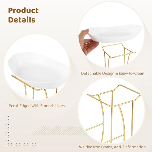 OMISTAR 3 Tier Fruit Bowl for Kitchen Counter, Gold Metal Stand Tiered Fruit Basket, ABS Serving Bowls, 11.2 in Lightweight Luxury Multi-Layer Snack Rack for Home Living Room
