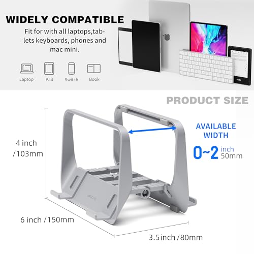 AFOOYO Mac Mini Stand, ABS Vertical Holder - Universal Fit for Mac Mini 2010-2024 M1 M2 M4 Pro, Compatible with Laptop & Mini PC (Gray)