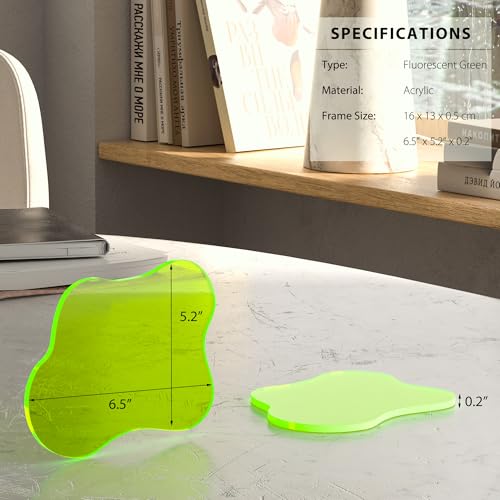 Acrylic Coaster for Desk, Clear Bar Drink Coaster, Clear Cloud Shape Coffee Cup Coaster, Perfect for Tabletop Protection and Accessories Display. - color: Fluorescent Green