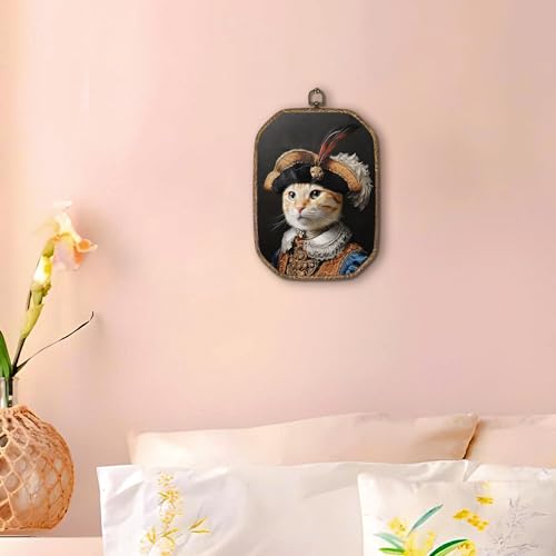 Hxlac Victorian Cat Rectangular Wall Art Framed, Vintage Cat Rectangular Wall Decor, Cottagecore Farm Animal Hanging Canvas Prints Wall Sculptures for Home Living Room Bedroom Decor, 7.1x10.2 Inch - color: rectangular cat
