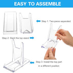 Frcctre 30 Pack Acrylic Easel Stand Plastic Plate Stands Adjustable Clear Acrylic Plate Holder Stand Decorative Stand for Display Plate Picture Book Artworks Home and Party Decoration