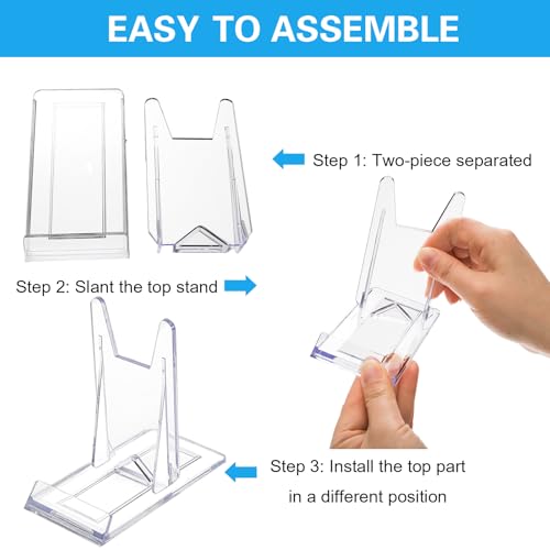 Frcctre 30 Pack Acrylic Easel Stand Plastic Plate Stands Adjustable Clear Acrylic Plate Holder Stand Decorative Stand for Display Plate Picture Book Artworks Home and Party Decoration