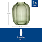 Villeroy & Boch Fleur Olive Vase, 7.5 in, Green, Dishwasher Safe, Mouth-Blown and Handmade Glass Vase