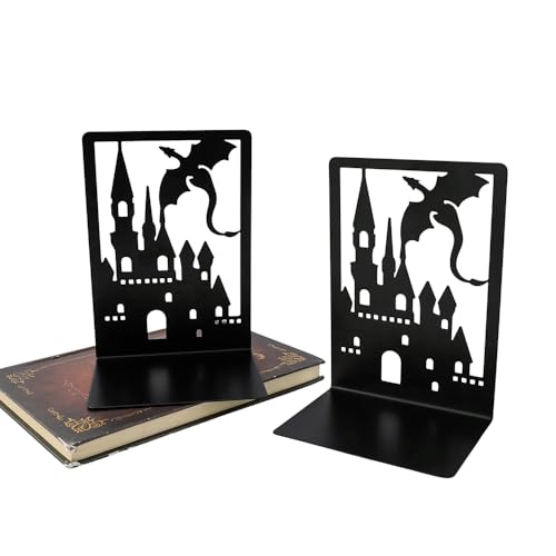 Book Ends, Bookends, Book Ends for Shelves, 1 Pair Non Skid Metal Book Divider Decorative Holder, Abstract Art Desgin Book Stopper Supports for Office, Home (Dragon C) - color: Dragon C