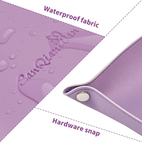 SANQIANWAN PU Leather Arc Edge Jewelry Valet Tray for Man and Women, Portable Mini Entryway Table Tray Bedside Nightstand Desk Tray Small Travel Dish Plate for Key,Wallet,Watch,Coin (Purple) - color: Purple