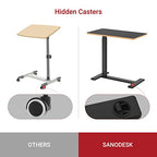 SANODESK Medical Adjustable Overbed Bedside Table with Hidden Casters, Pneumatic Mobile Laptop Computer Standing Desk Cart with Tray, Hospital and Home Use(31.5" W x 17.7" D, Black) - color: Black, size: Large