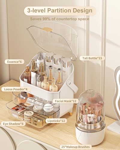 Makeup Organizer, Skincare Holder Bathroom Counter Organizer, Storage Box Cosmetic Display Cases, Teen Girl Gifts Trendy Stuff Make up Organizers for Vanity, Dresser, Countertop (Rose Gold) - color: Rose Gold