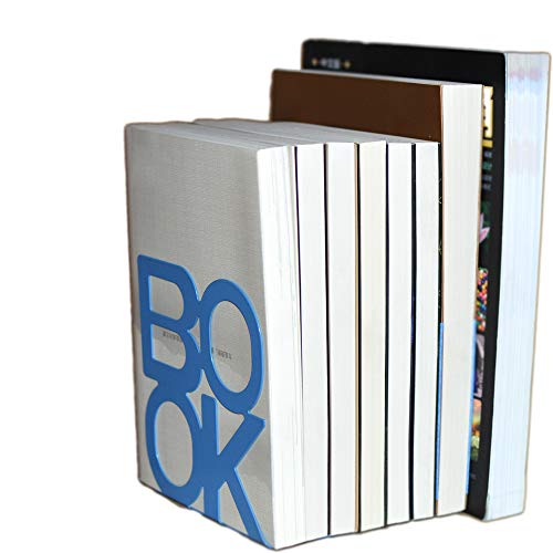 Book Ends - Decorative Metal Book Ends Supports for Bookrack Desk,Books, Unique Appearance Design,Heavy Duty (Blue, 8 Pair) - color: Blue, size: 8 pair