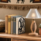 Peacoblue Metal Bookends for Shelves, Modern Decorative Heavy Duty Study Book Ends Stoppers for Office, Desk, Shelf, Room 5.3"x4.3"x7.9" Cast Iron Simple Tall Bookends 1 Pair (Cowboy Horse Riding) - style: Cowboy Horse Riding