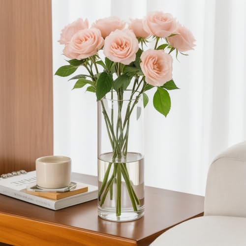 24 Pack 6 Inch Glass Vases, Clear Glass Vase Bulk Flower Cylinder Vases for Centerpieces Table Home Wedding Decorations (6"x3.4", 6"x2.6")