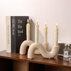 Ceramic Candle Holder Set of 2,Modern Taper Candlestick Holder for Dining Table Living Room Wedding Decor,White Candelabra for 2 Taper Candles