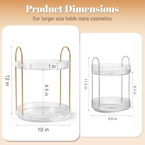 360° Rotating Makeup Organizer 2 Tier Large Capacity Perfume Skincare Tray for Dresser Spinning Bathroom Counter Organizer for Vanity Lazy Susan Turntable Storage for Kitchen, Clear - size: 2 Tier