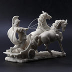 Veronese Design 10 1/4 Inch Roman Centurion on Two Horse Chariot Statue Resin Marble White Finish