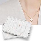 Oirlv Premium White Leather Stackable Jewelry Tray 24 Grid Jewelry Organizer Tray with Removable Inserts Cards Necklace Display Holder - color: White, size: 24 Grid Tray with Inserts