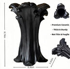 Vintage Gothic Ceramic Vase, 8.74×6.46×5.63inches, Matte Black Flower Vase for Red & Black Roses,Dark Academia Witchy Aesthetic Vase for Bedroom Living Room Dining Table