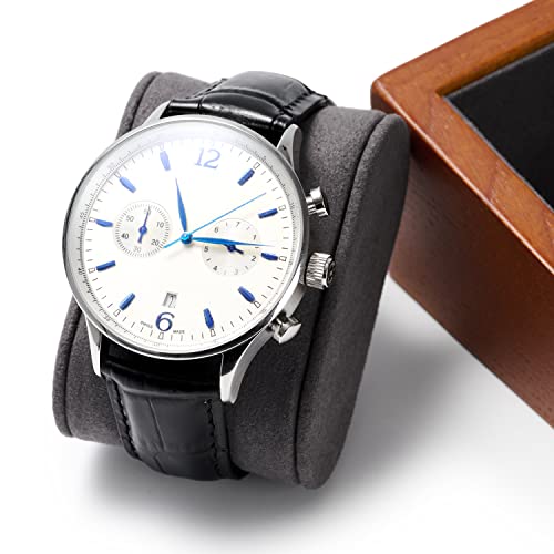 Oirlv Solid Wood Double Watch Display Stand Showcase Jewelry Stand Watch Holder with Pillow(Square Double, Grey) - color: Grey, size: Square Double