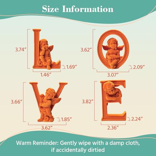 Cupid Statue Velvet Flocked Sculpture Anniversary Wedding Gifts, Cherub Angels Statue Romantic Love Figurine Modern Art Decor for Living Room, Bookshelf, Coffee Table Decor (Orange) - color: Cupid-orange