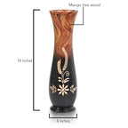 Aeravida Floral in The Garden Hand Craved 14-inch Mango Tree Wood Vase | Wooden Large Flower Vase | Home Decor