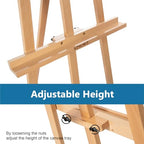 A - Frame Wooden Display Easel - Adjustable Lyre Beechwood Studio Easel Stand Holding Canvas Up to 90", Inclinable Artist Floor Painting Easel for Artwork Painting, Natural - color: Natural