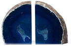 Agate Geode Bookends (Blue 2-3.5 lbs) Natural Stone Bookend for Holding Books, iPads, and Kindles - color: Blue, size: 2 - 3.5 lb