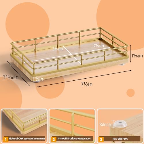 Wooden Decorative Tray, Oak 7.5" L Coffee Table Tray for Kitchen Countertop Soap Sponge Holder for Dresser Perfume Jewelry Candle Nightstand Table Centerpieces for Dining Room Decor Natural - color: Natural, size: 7.5" x 3.9" x 1.5"