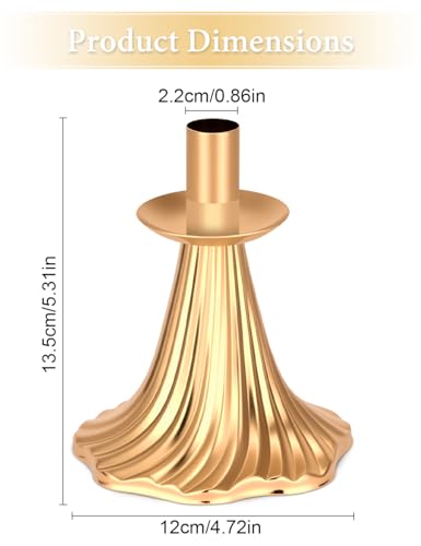 Taper Candle Holders Set of 12 - Victorian Style Gold Vintage Modern Decor, Table Mantel Centerpiece for Wedding Housewarming, Fits Standard Taper Candles