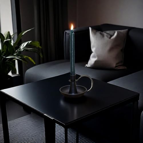 2 Pcs Vintage Tapper Candle Holders, 1 Large and 1 Small Candlestick Holders, Vintage Metal Design with Handles, Ideal for for Home, Halloween and Christmas Decoration