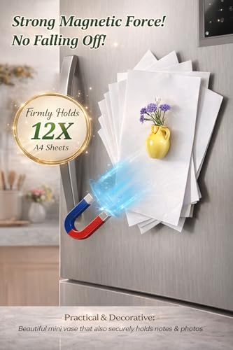 Mini Vase Magnets for Fridge – 10-Pack Mixed Ceramic & Glass Magnetic Mini Bud Vases – Slam-Proof Hold Set for Teachers, Coworkers & Office Decor - color: Glass & Ceramic