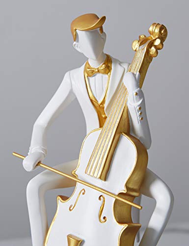 HAUCOZE Music Decor Musician Statue Cello Sculpture Figurine Music Lovers Gift for Studio Living Room Office 10 Inch