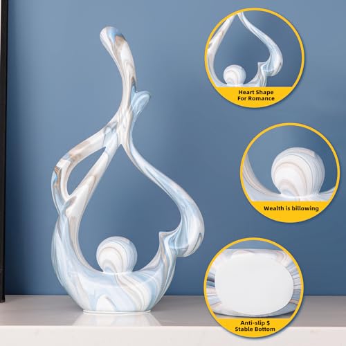 Blue Sculpture Home Decor, Dining Room Table Centerpiece, Ceramic Statue Table Decoration for Living Room, Abstract Sculpture Bookshelf tv Stand Entry Table Decor - color: Blue Marble 1