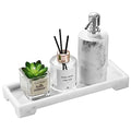 Luxspire Bathroom Vanity Tray, Resin Toilet Tank Tray, Kitchen Trays, 11" x 4" Rectangle Bathroom Tray for Counter, Marble Tray for Soap Dispenser Perfume Jewelry, Small, White Marble - color: B - White Marble, style: Small