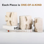 Decorative Square Marble Bookends for Heavy Books – Unique Book Ends for Shelves – Modern Aesthetic Book Holder/Stopper with Non-Slip Pads for Chic Home, Office, or Library Decor(Travertino Turkey) - style: Square-Beige