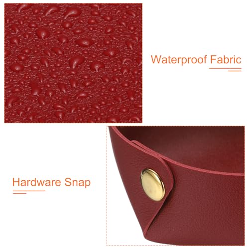 uxcell 2 Pcs Valet Tray for Women and Men, PU Leather Jewelry Tray Entryway Table Bedside Nightstand Catchall Storage Organizer for Jewelry Key Coin Watch Wallet (2 Size, Wine Red) - color: Wine Red