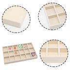 Velvet Jewelry Organizer Trays Beige Stackable Jewelry Storage Display Tray with Removable Dividers, 18 Grids - color: Beige
