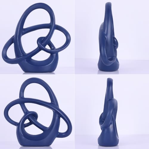 Blue Sculpture Decor – 8.66" Modern Resin Art Statue for Living Room, Office, or Coffee Table, Blue Home Accents and Shelf Decor, Contemporary Centerpiece Decoration for Modern Home or Apartment - color: Blue, size: 8.66in