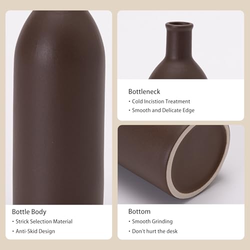 Neutral Ceramic Vase Set – 5 Matte Earth-Tone Vases for Japandi, Scandinavian, or Minimalist Home Decor, Table, Entryway, Shelf & Mantel Styling