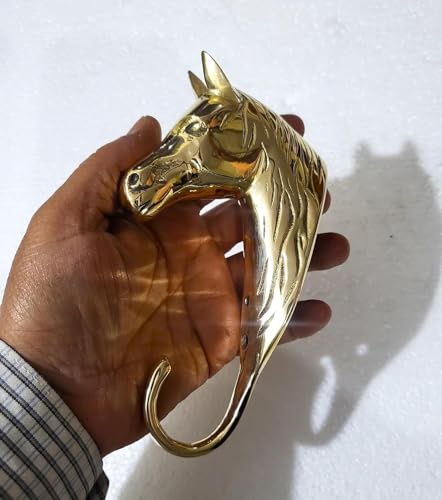 Brass Horse Head Wall Hooks – Set of 6 Sculptural Coat Hooks for Home, Office & Restaurant Decor
