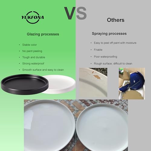 Yukfona Ceramic Plant Saucer Pot Tray 6、8、10 Inch White, Planter Saucers for Indoors Outdoor, Durable Sturdy Flower Drainage drip Water Tray for Glazed Pots Base - color: White, size: 6+8+10in 3pack