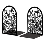 Peacoblue Metal Bookends for Shelves, Modern Decorative Heavy Duty Study Book Support Stoppers for Office, Desk, Shelf, Room 5.3"x4.3"x7.9" Cast Iron Bookends, 1 Pair (Wildflowers and Butterflies) - style: Wildflowers and Butterflies